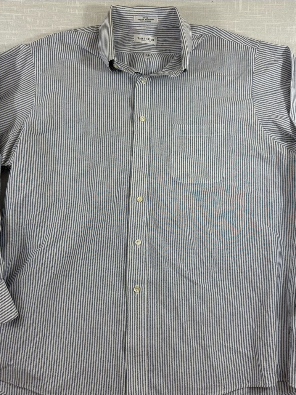 Van Heusen Narrow Blue and White Stripe Button-Down Shirt
